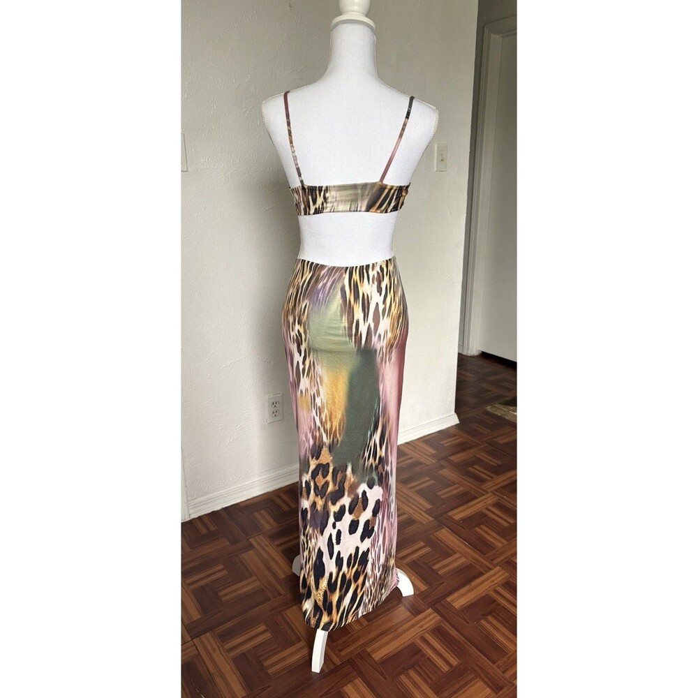 Shein Women’s Multicolor Cut Out Animal Print Maxi Dress Size XS Very Stretchy - Picture 5 of 11